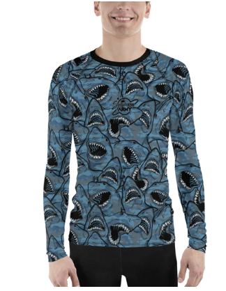 SPACEFISH Mens Shark Camo Rashguard
